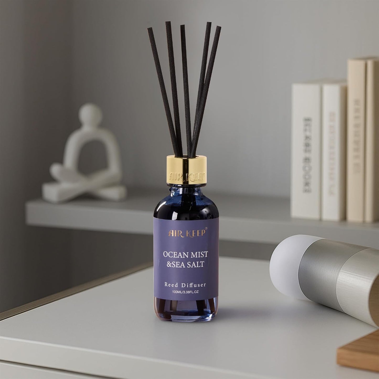 Airkeep Reed Diffuser Oil Set with Reed Sticks,Citrus Aromatherapy Oil Scent Diffuser for Home Office Bathroom Decoration Perfume and Gifts 3.38oz/100ml