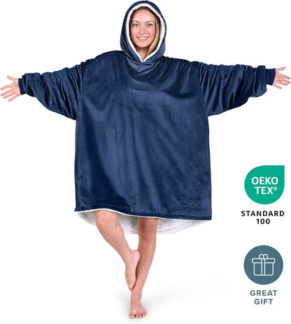 Bare Home Wearable Blanket Hoodie - Soft Plush Sherpa - Warm and Cozy - Oversized Wearable Blanket