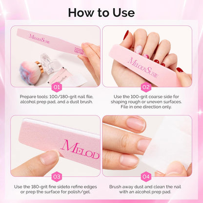 MelodySusie 16Pcs Professional Nail Buffer Kit,Nail Files and Buffers,Nail Buffer Block,Nail Brush, Nail File Buffers Kit for Natural Nails,DIY,Home Use,Salon（100/180 Grit）