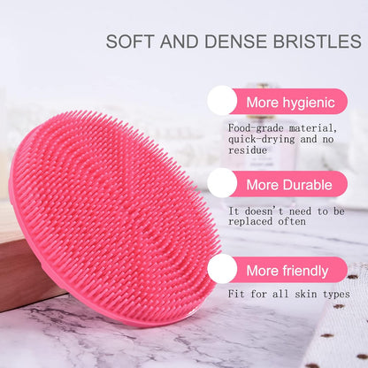 INNERNEED Food-Grade Soft Silicone Body Scrubber Shower Brush Handheld Cleansing Skin Brush, Gentle Exfoliating and Lather Well (Dark Green)