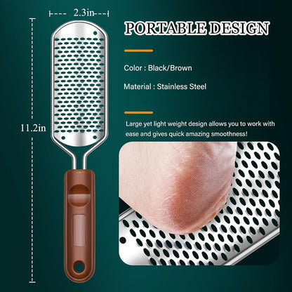 Foot Rasp Foot File, 2 Pcs Stainless Steel Pedicure Callus Remover for Feet, Professional Foot Care Tools for Pedicure to Removes Hard Skin Corns for Dry and Wet Feet