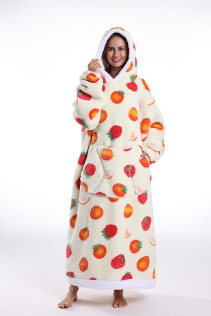 Capecage Blanket Hoodie, Long Hooded Blanket Sweatshirt as Birthday Gifts for Women Men, Long Wearable Blanket for Women Men.