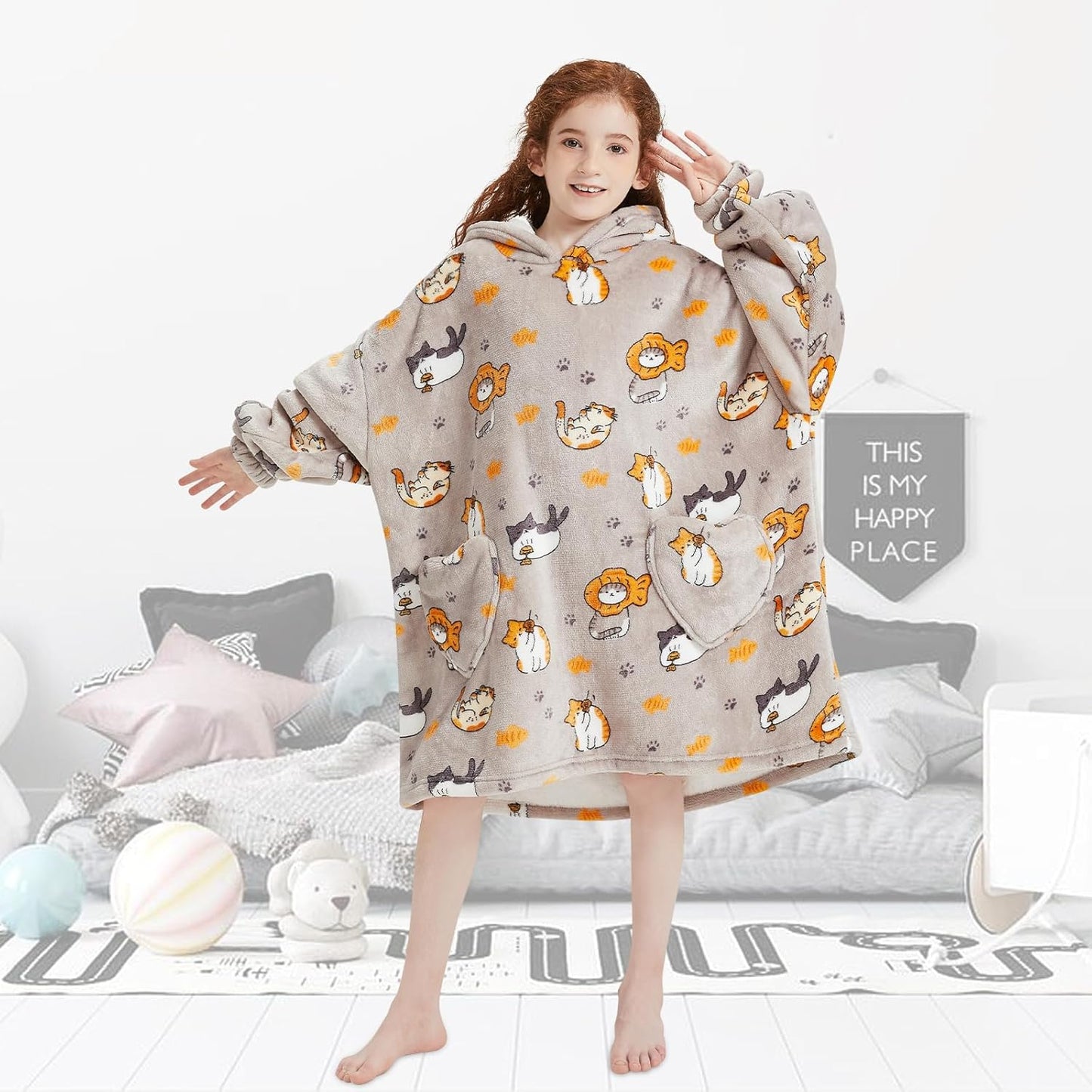 Fiosnow Glow in the Dark Unicorn Blanket Hoodies for Kids 6-13YR Oversize Wearable Blanket Hoodies for Boys Girls Teens