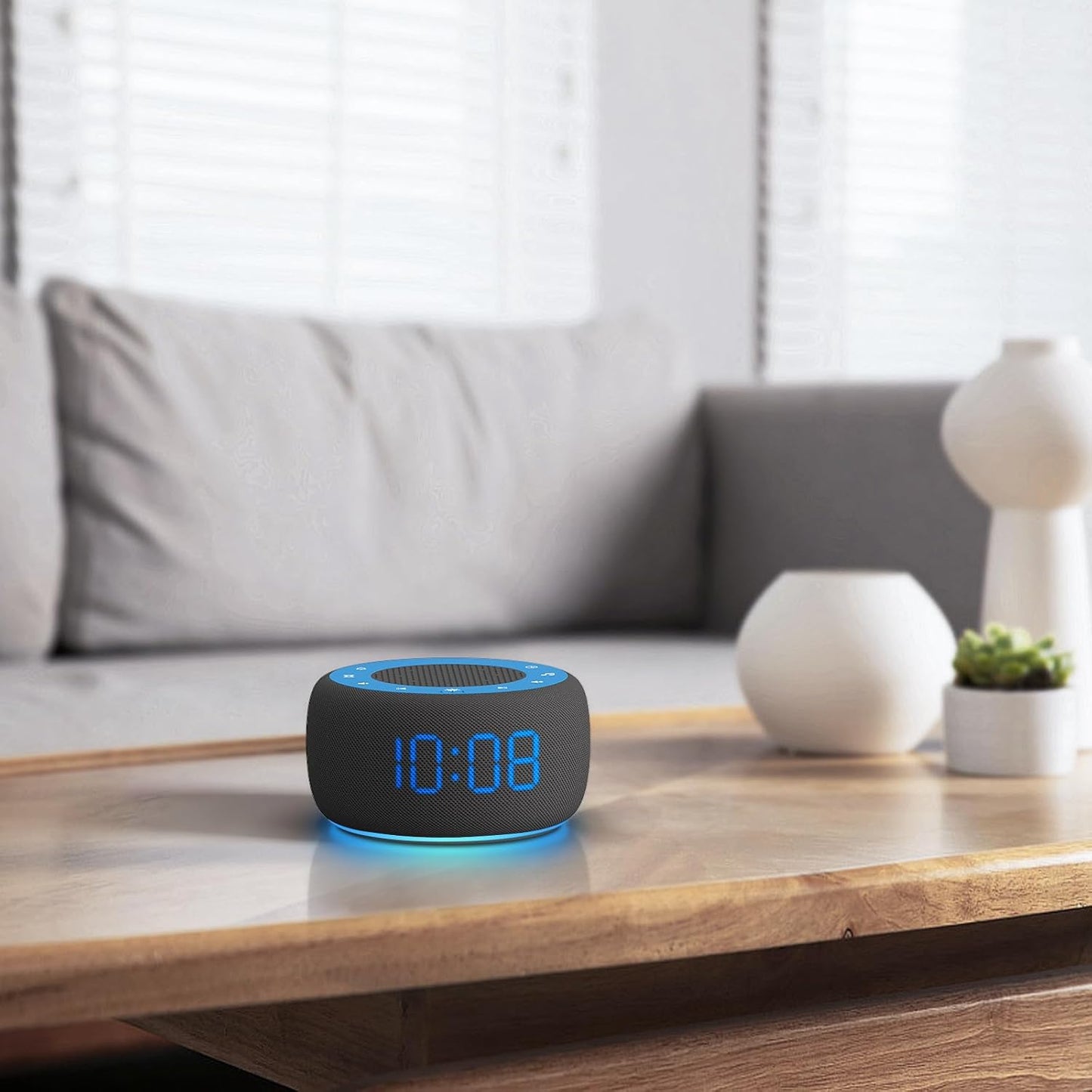 Buffbee Alarm Clock with Sound Machine for Bedrooms – 2-in-1 White Noise Machine for Sleep, Gentle Wake-Up with Soft Alarm Sounds, Ambient Night Light, Plug-in, Sleep Better, Wake Gently