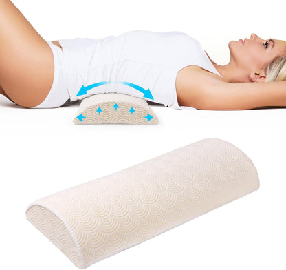 Cozyhealth - 3.15"H*23.6"L - Soft Lumbar Pillow for Sleeping, Memory Foam Back Lumbar Support Cushion for Lower Back Pain Relief Bed Waist Sleep Support Pillow for Side, Back Sleepers (White, Large)