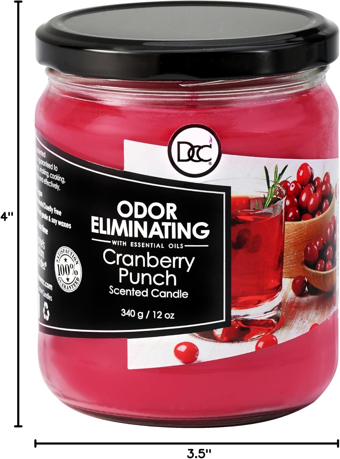 Vanilla Bean Odor Eliminating Highly Fragranced Candle - Eliminates 95% of Pet, Smoke, Food, and Other Smells Quickly - Up to 80 Hour Burn time - 12 Ounce Premium Soy Blend - Colors A