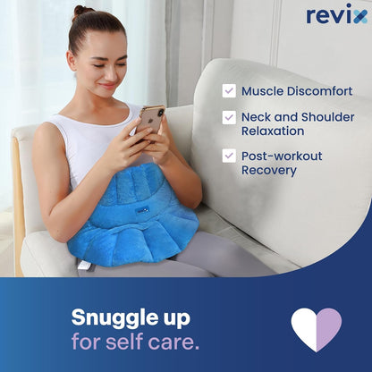 REVIX Heated Neck Wrap Microwave Heating Pad for Neck and Shoulders Pain Relief, Weighted Neck Warmer Microwavable with Miost Heat, Unscented