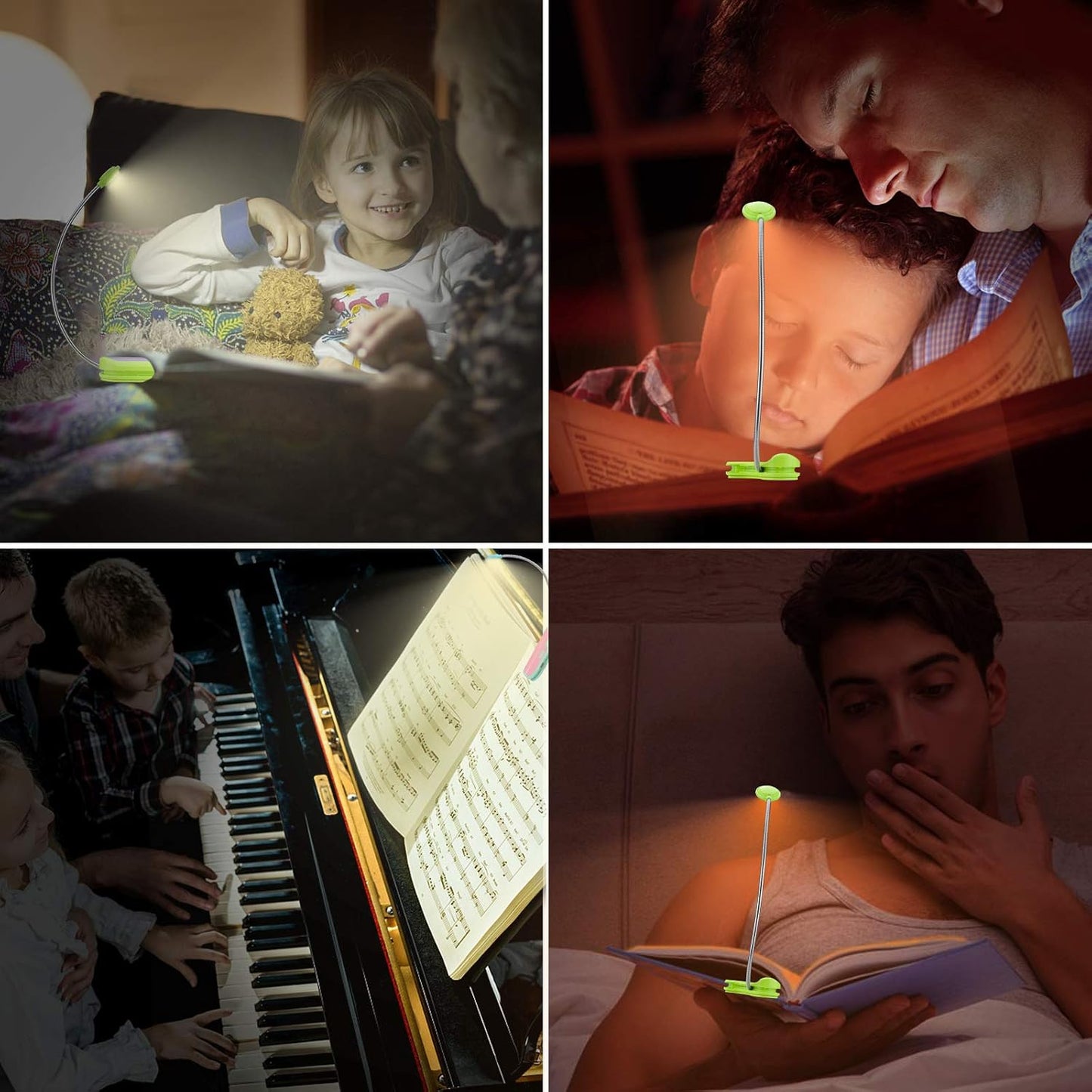BIGMONAT Rechargeable Reading Light for Kids,Small Amber Book Light,Multi Colors Portable LED Reading Lamp with 361° Rotary Light Neck,Wireless Clip Reading Light for Books (White)