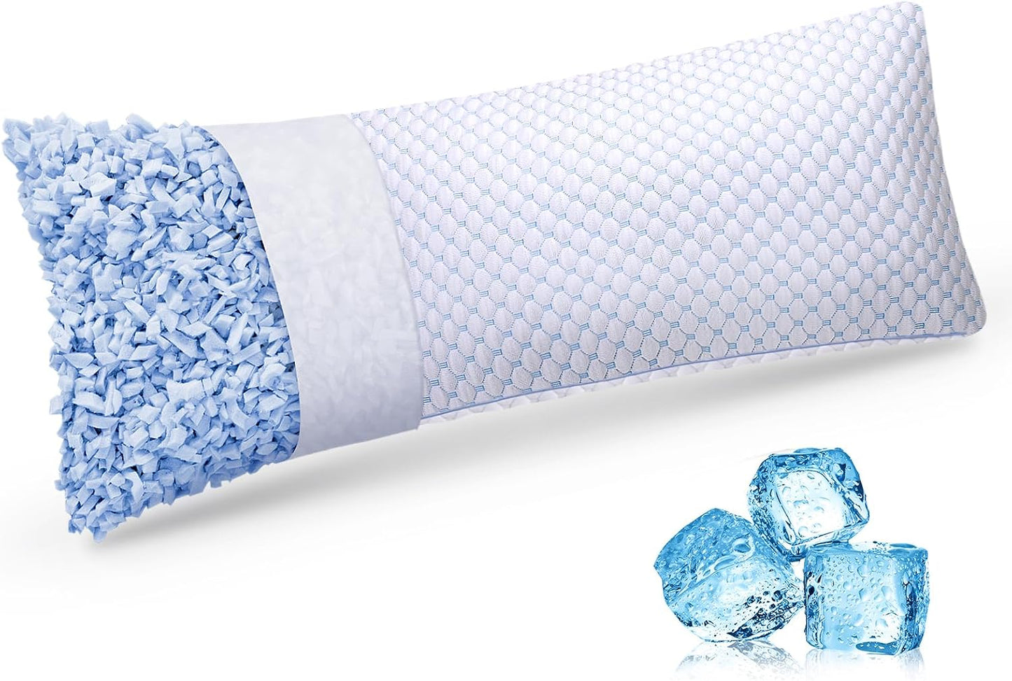 OSBED Shredded Memory Foam Pillows Queen Size Set of 2 | Neck pain relief, supportive, odorless, cooling pillow, adjustable, washable, CertiPUR-US hypoallergenic adult pillow