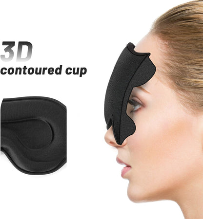 Sleep Eye Mask for Men Women, Lash Extensions 3D Sleeping Mask, Travel Blackout Night Blindfold Eye Shade Cover with Adjustable Strap (Black)