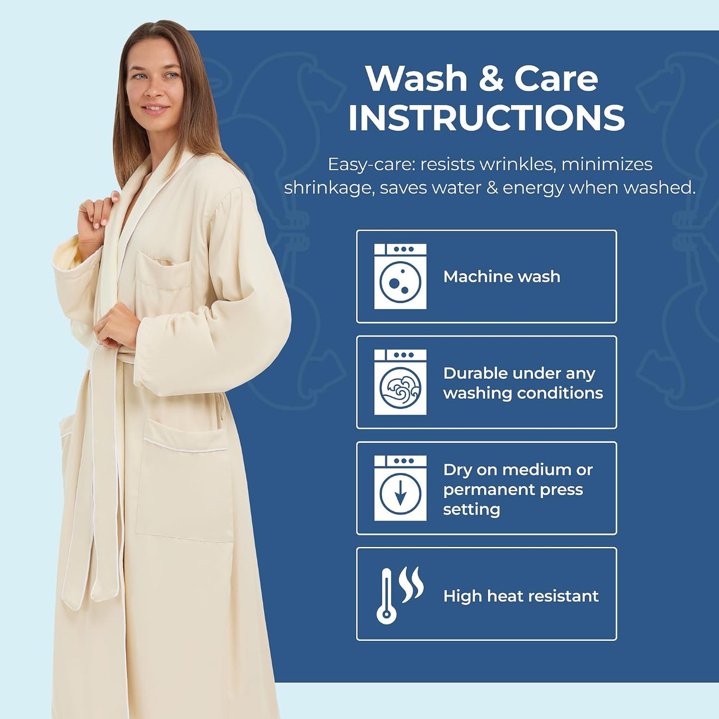 MONARCH Unisex Terry Lined Microfiber Hotel Robe