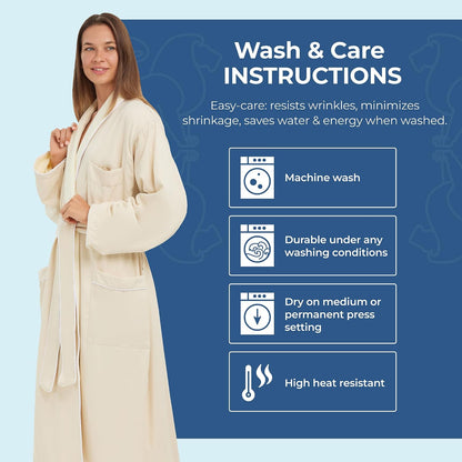 MONARCH Unisex Terry Lined Microfiber Hotel Robe