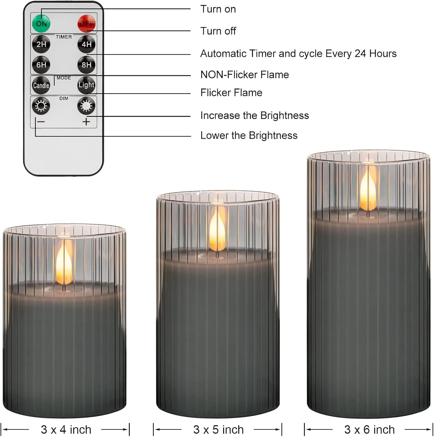 ANGELLOONG Flickering Flameless Candles, Realistic Battery Operated Candles with Remote and Timer, Set of 3 LED Candles for Fall Room Home Wedding Decor Centerpieces Table Party Christmas Decorations