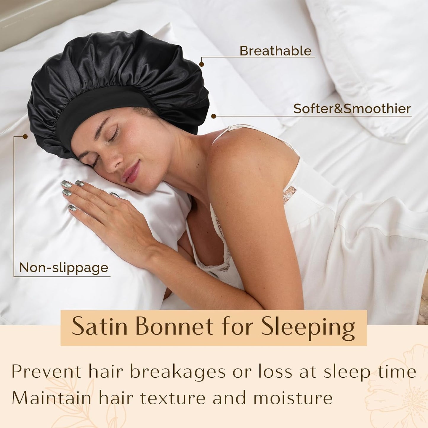 YANIBEST Silk Bonnet for Men Women Hair Bonnet for Sleeping Double Layer Satin Bonnet for Natural Curly Hair Unisex Sleep Cap