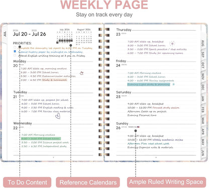 Planner 2026-2027, Weekly and Monthly Calendar Planner, JUL 2026 - JUN 2027 | A5(6.3'' x 8.5''), Hardcover, Agenda Book, Sprial Bound, Inner Pocket, Office and School Use