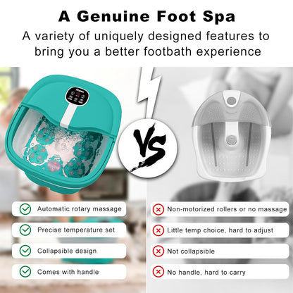 HOSPAN Collapsible Foot Spa Electric Rotary Massage, Foot Bath with Heat, Bubble, Remote, and 24 Motorized Shiatsu Massage Balls. Pedicure Foot Spa for Feet Stress Relief - FS02A
