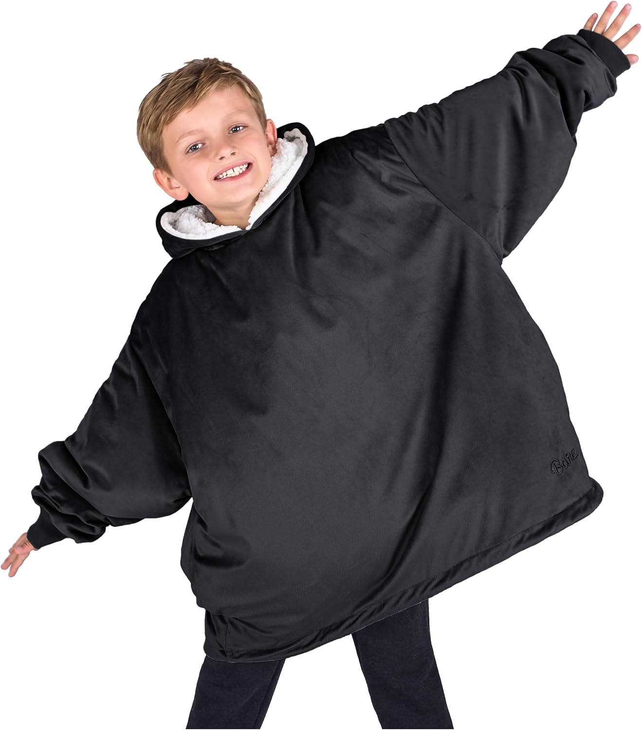 Bare Home Wearable Blanket Hoodie - Soft Plush Sherpa - Warm and Cozy - Oversized Wearable Blanket