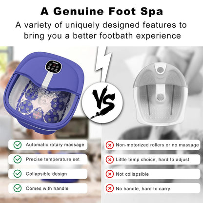 HOSPAN Collapsible Foot Spa Electric Rotary Massage, Foot Bath with Heat, Bubble, Remote, and 24 Motorized Shiatsu Massage Balls. Pedicure Foot Spa for Feet Stress Relief - FS02A