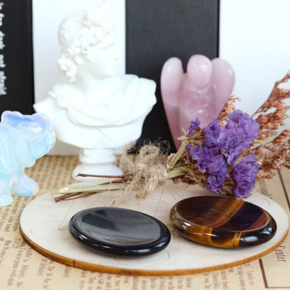 YATOJUZI Thumb Worry Stones for Anxiety Stress Relief Items Healing Crystals Natural Amethyst Rose Quartz Crystal Palm Pocket Stone Gemstones Meditation Reiki Spiritual Gifts for Women Men 2PCS