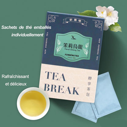 Fonming Tea- Jasmine Oolong Tea Bags – Unsweetened, Gluten-Free, Individually Wrapped – Taiwanese High-Elevation Oolong, Great Hot or Cold Brew – 12 Count