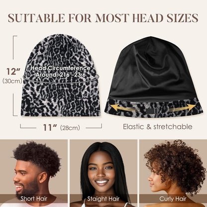 LULUSILK 100% Mulberry Silk Bonnet for Sleeping Women and Men, No More Frizzy Tangled Hair, Real Silk Sleep Cap for Curly Hair, Black, Pack of 1