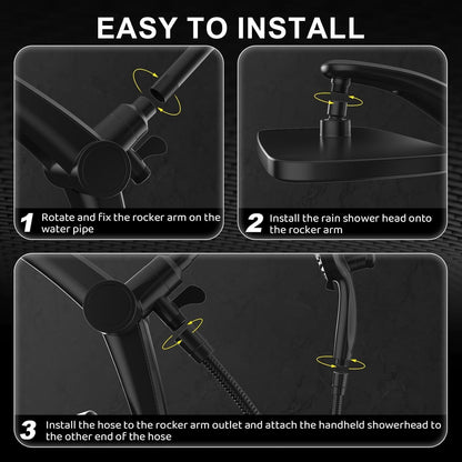 Rain Shower Head with filtered Handheld High Pressure rainfall Shower Heads with Handheld Spray Combo Adjustable one-piece stand daul shower head Built-in Magnetic Docking and Power Jets