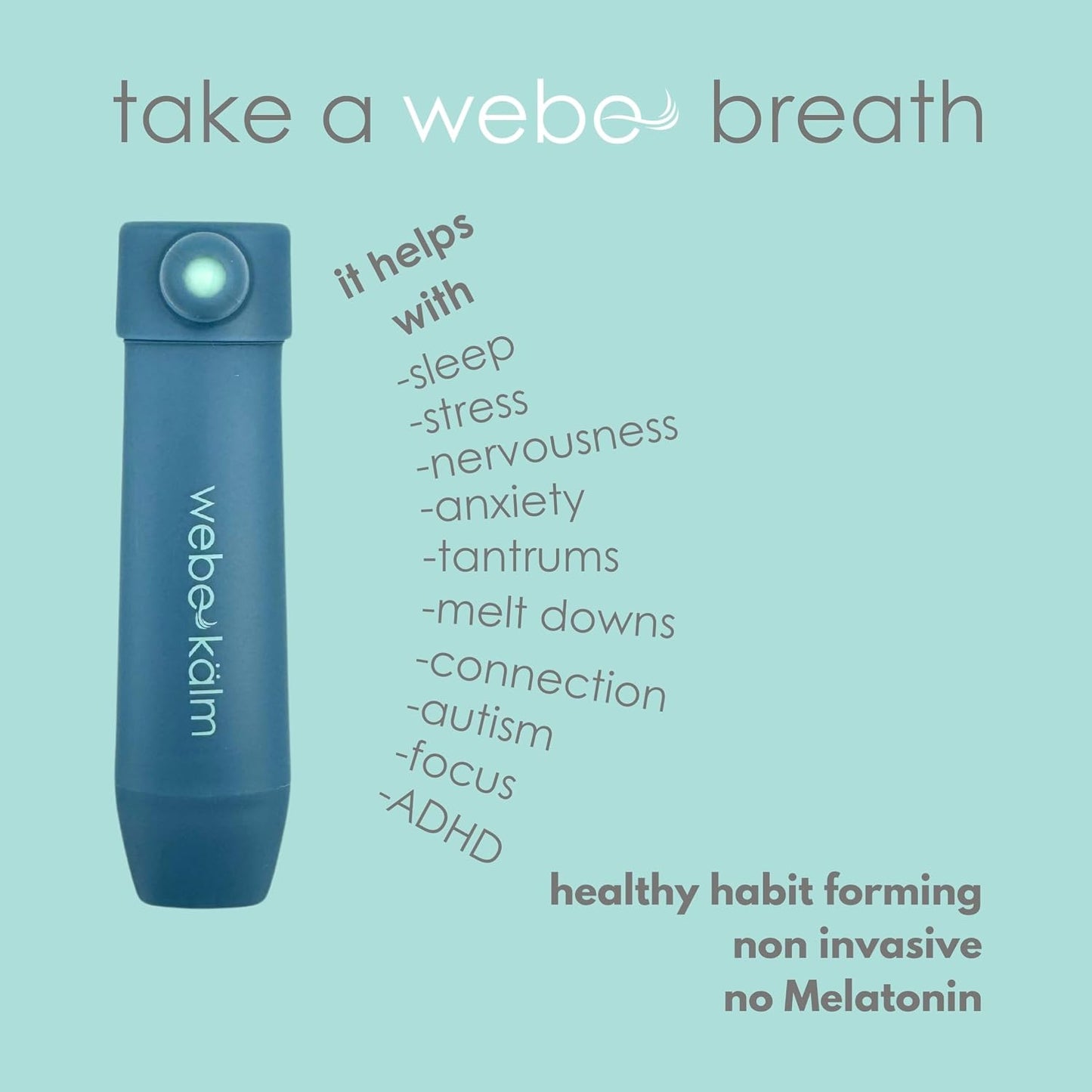 Product Title: webe kälm: Sensory tool for calming with slow exhalation, visual focus, and auditory regulation. Supports mindfulness, stress relief, bedtime, and anxiety. (Blue)