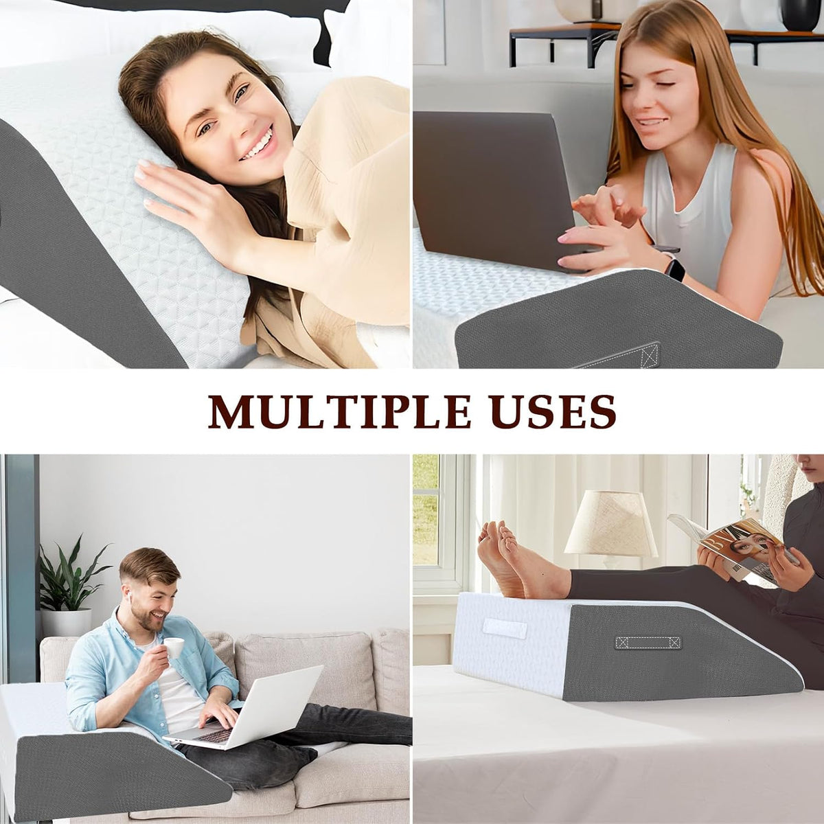 Wedge Pillow for Sleeping, 7.5" Memory Foam Bed Wedge Pillow