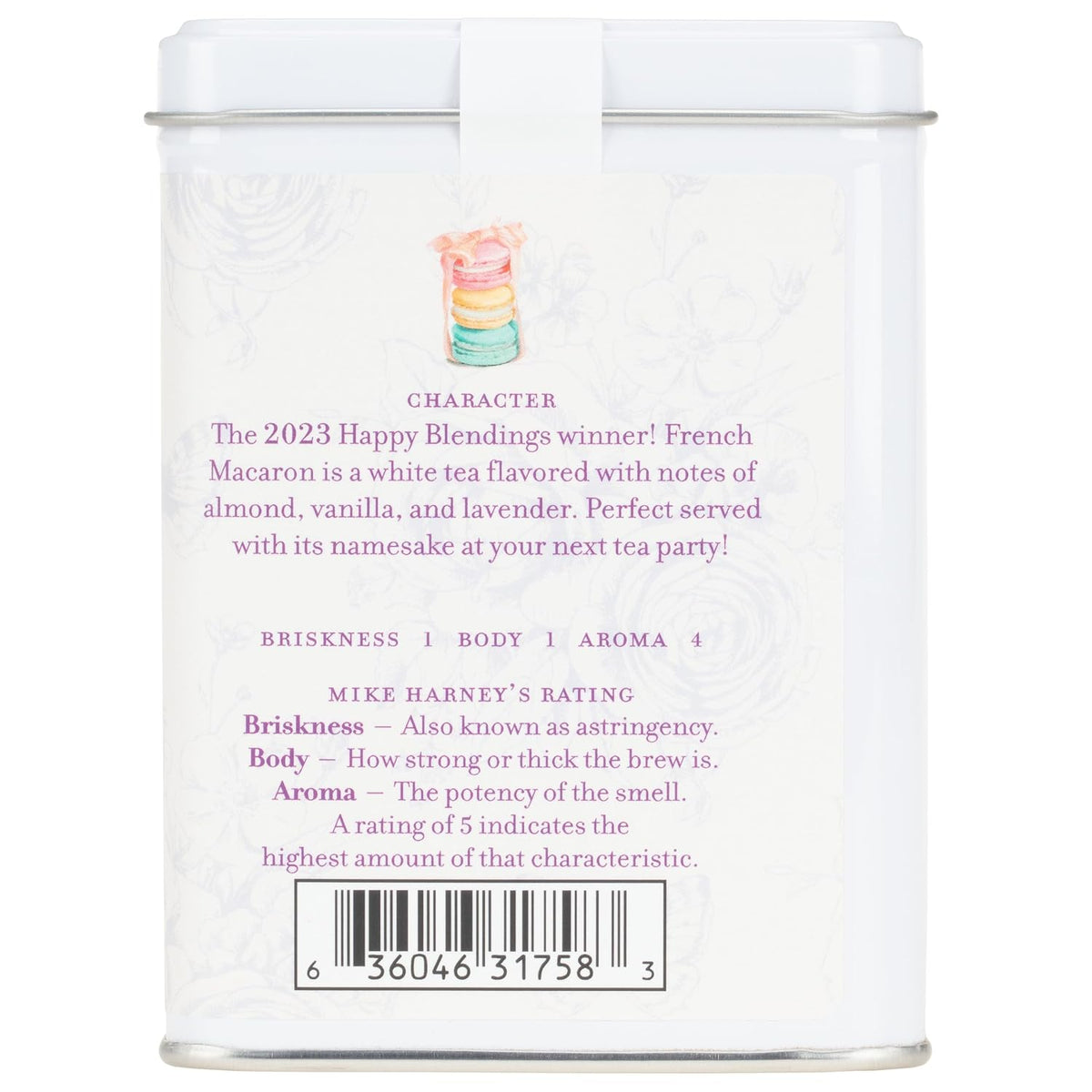 Harney & Sons French Macaron, White Tea, 20 sachet tin