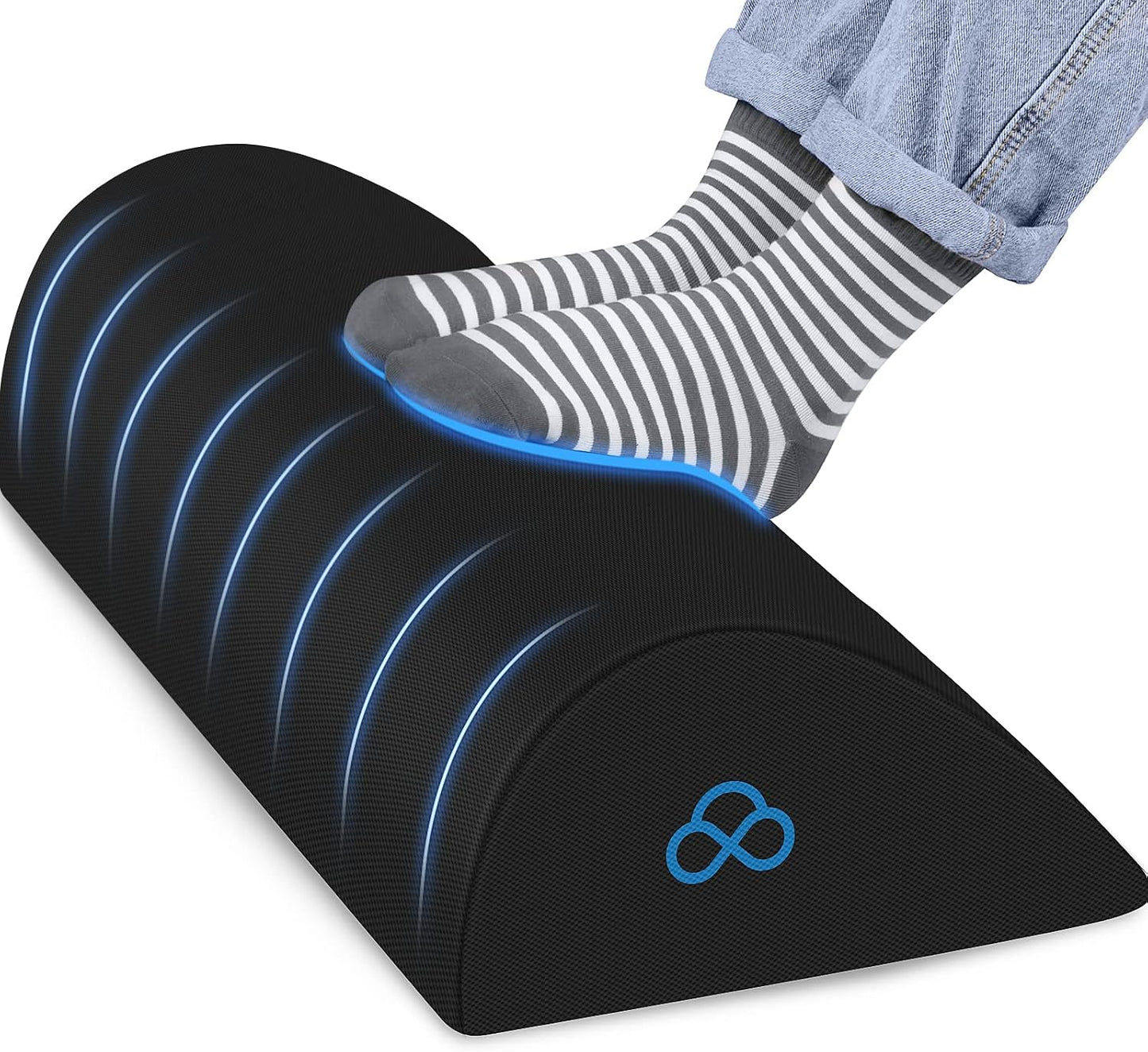 StepLively Foot Rest Ergonomic Pillow for Under Desk at Work, Anti-Fatigue Footrest Support Pillow for Fatigue & Pain Relief, Comfortable for Office Chair, Car Seat & Gaming Chair - Black