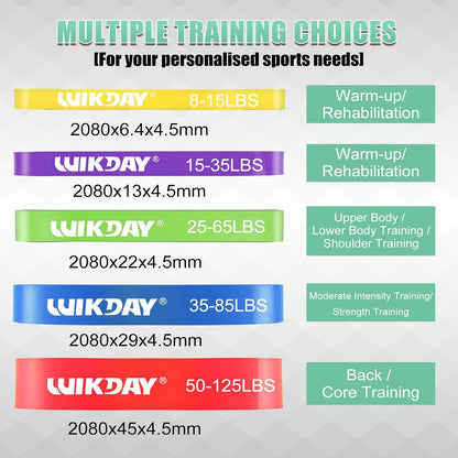 WIKDAY Resistance Bands, Pull Up Bands, Workout Bands for Exercise, Thick Heavy Resistance Band Set with Door Anchor, Elastic Bands for Body Stretching, Training at Home/Gym for Men & Women