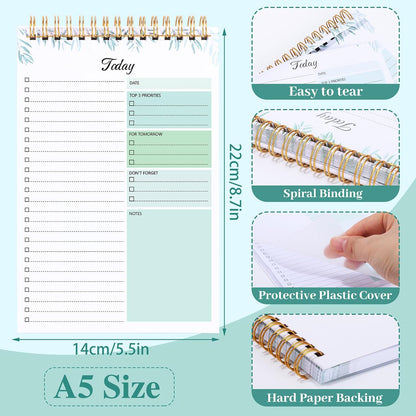 2 Packs To Do List Notepad, 104 Pages To Do List Notebook A5 Undated Daily Planner Notepad with Task Checklist Home Office School Supplies