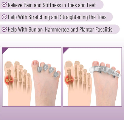 DR. JK- ToePal Gel Toe Separator, 2 Pairs, Toe Spacers, Toe Straightener, Hammer Toe Straightener, Toe Spreader, Toe Stretcher, Toe Corrector for Women and Men, Bunion Corrector