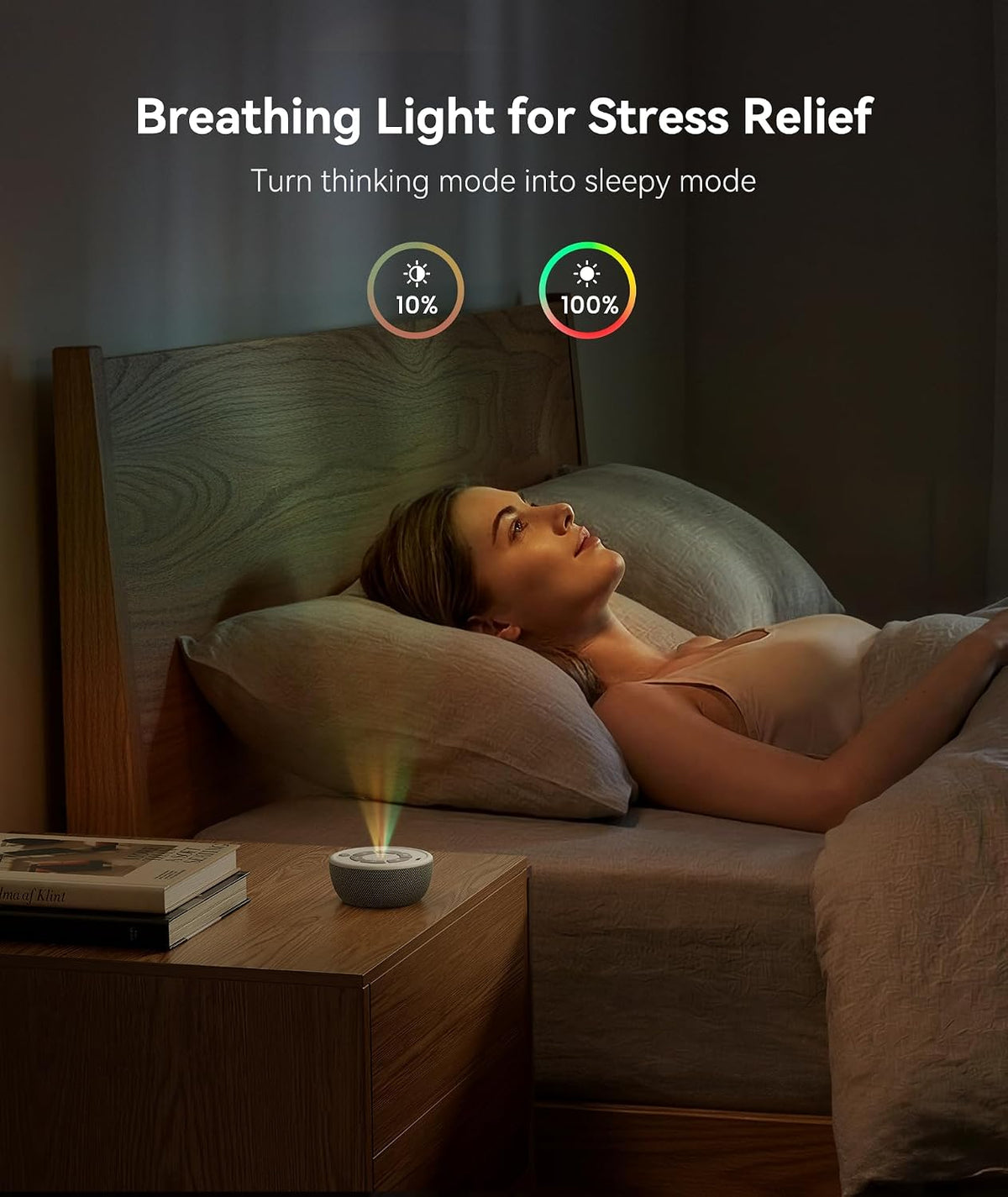 Dreamegg Portable White Noise Sound Machine, 4-7-8 Guided Visual Meditation Breathing Light, 9 Soothing Sounds, Rechargeable Sound Machine for Sleep, Anxiety Relief, Travel, Gifts, Adults