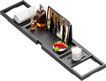 Banlilu Bathtub Tray - Bath Tray Expandable - Bath Tub Tray Table for Bathtub, Ajustable Size, Fits Most Tubs