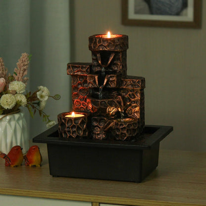 Tabletop Waterfall Fountain Indoor Themed Coral Seashell Tabletop Water Fountain Meditation (Ocean)