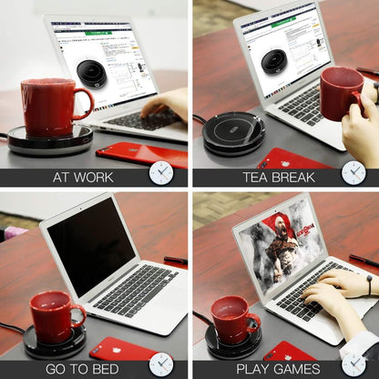 BESTINNKITS White Smart Coffee Auto On/Off Gravity-Induction Mug Office Desk Use, Candle Wax Cup Warmer Heating Plate (Up to 131F/55C)