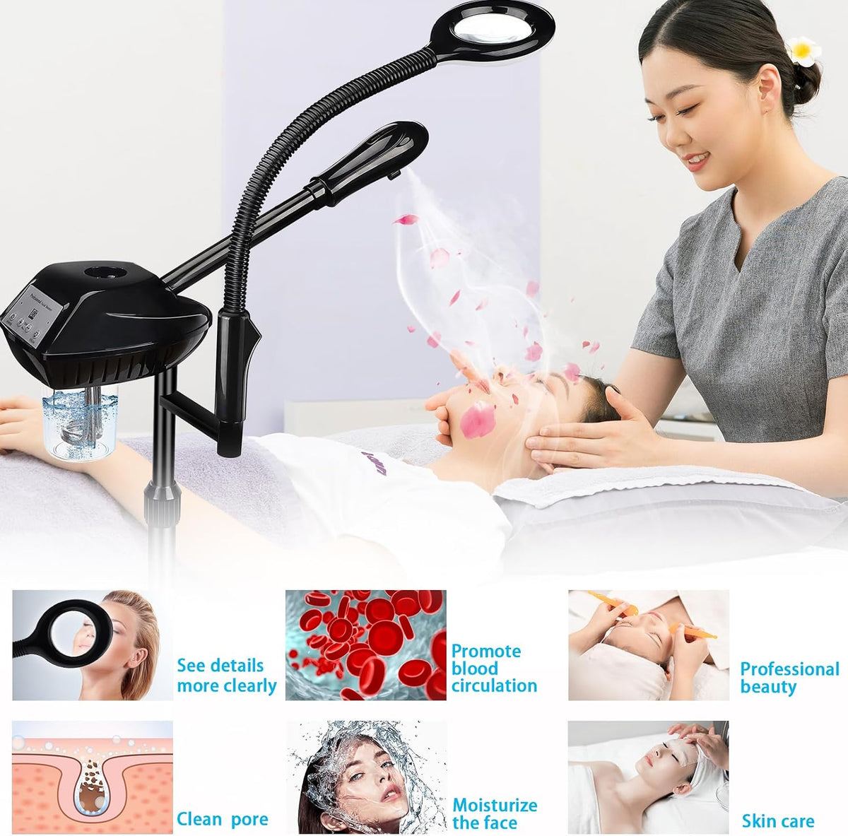 Professional Facial Steamer for Deep Cleansing and Hydration, More Steam