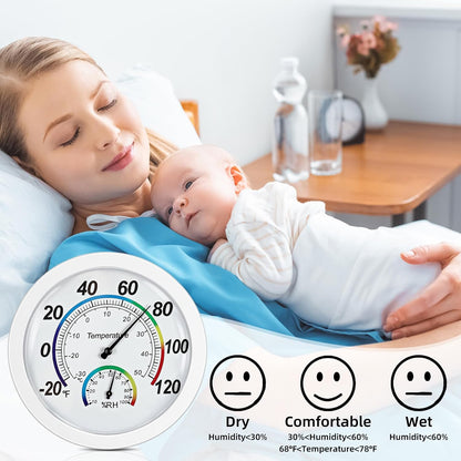 Weewooday 3 Pcs Indoor Outdoor Thermometer 2 in 1 Mini Home Temperature Humidity Hygrometer Monitor Gauge for Home Offices Wall(Silver,2.2 Inch)
