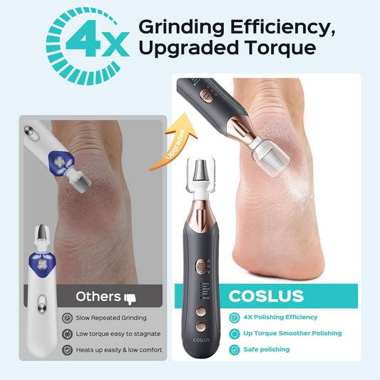 COSLUS C43 Professional Manicure Pedicure Kit, 5-in-1 Electric Nail File for Toenail Hand Feet, Basic & Thick Nails Care, Cordless, 5 Speeds, for Men Women Seniors Home Salon, Wider Grinder, White