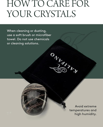 KALIFANO Palm Stone with Healing & Calming Effects - AAA+ Grade High Energy Worry Stone with Information Card - Reiki Crystal Used for Courage (Family Owned and Operated)