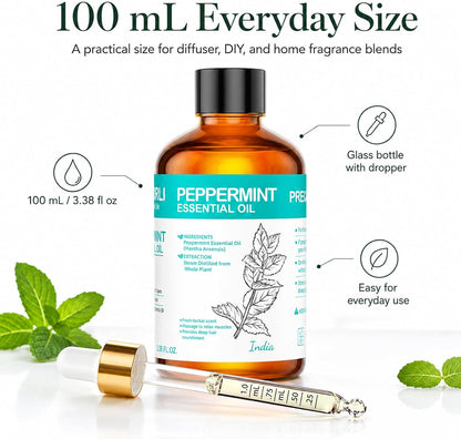Lavender Essential Oil 3.38 fl oz (100ml), Lavender Oil for Home & Daily Use, for Women & Men, Suitable for Diffuser, Bath & DIY, Large Size for Long-Lasting & Versatile Use
