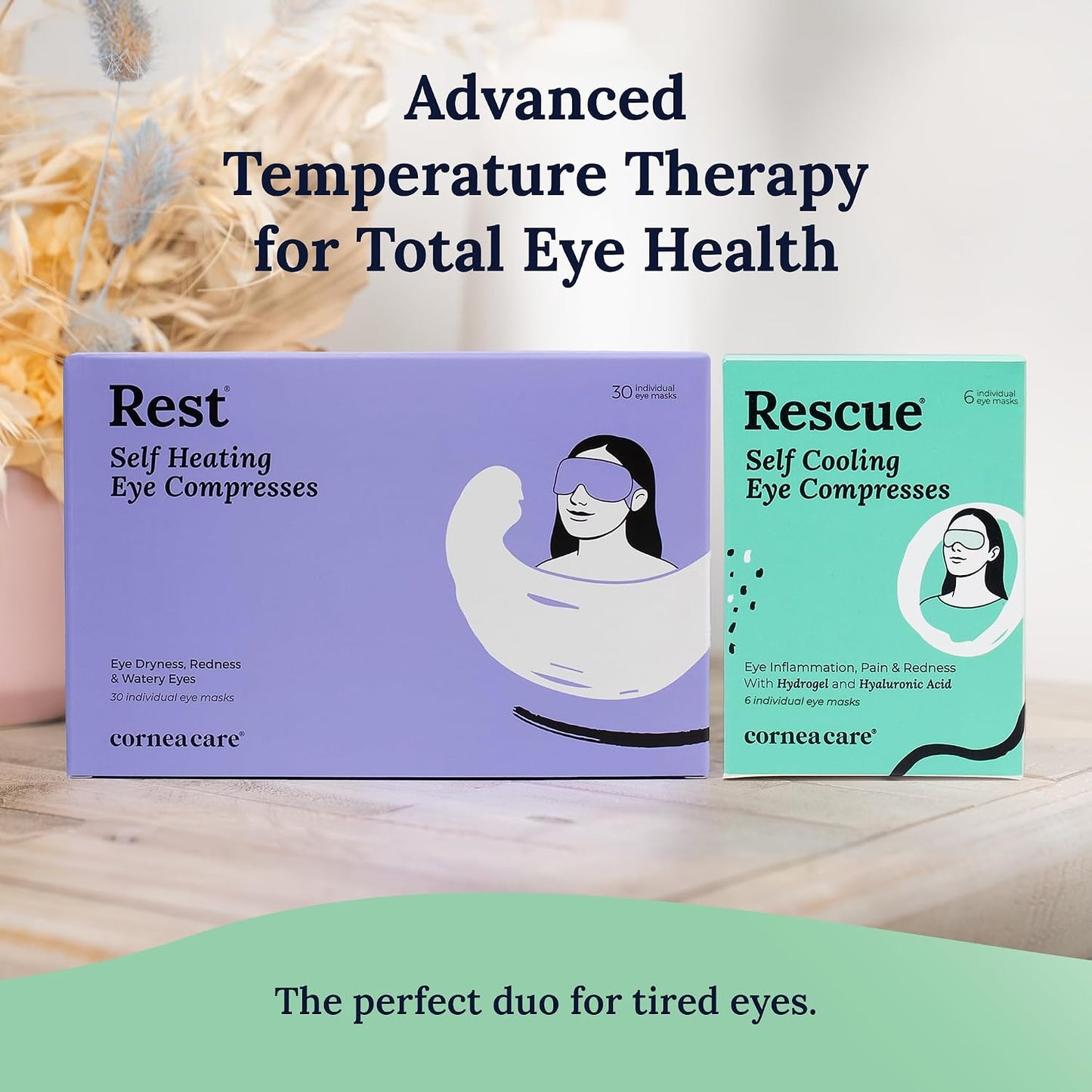 CorneaCare Rest: Self Heating Warm Compress for Dry Eyes | Heated Eye Mask for Fast Relief | Steam Mask for Stye Treatment | No Microwave or Washcloth Needed | Travel Ready Warm Compress | 30 Count