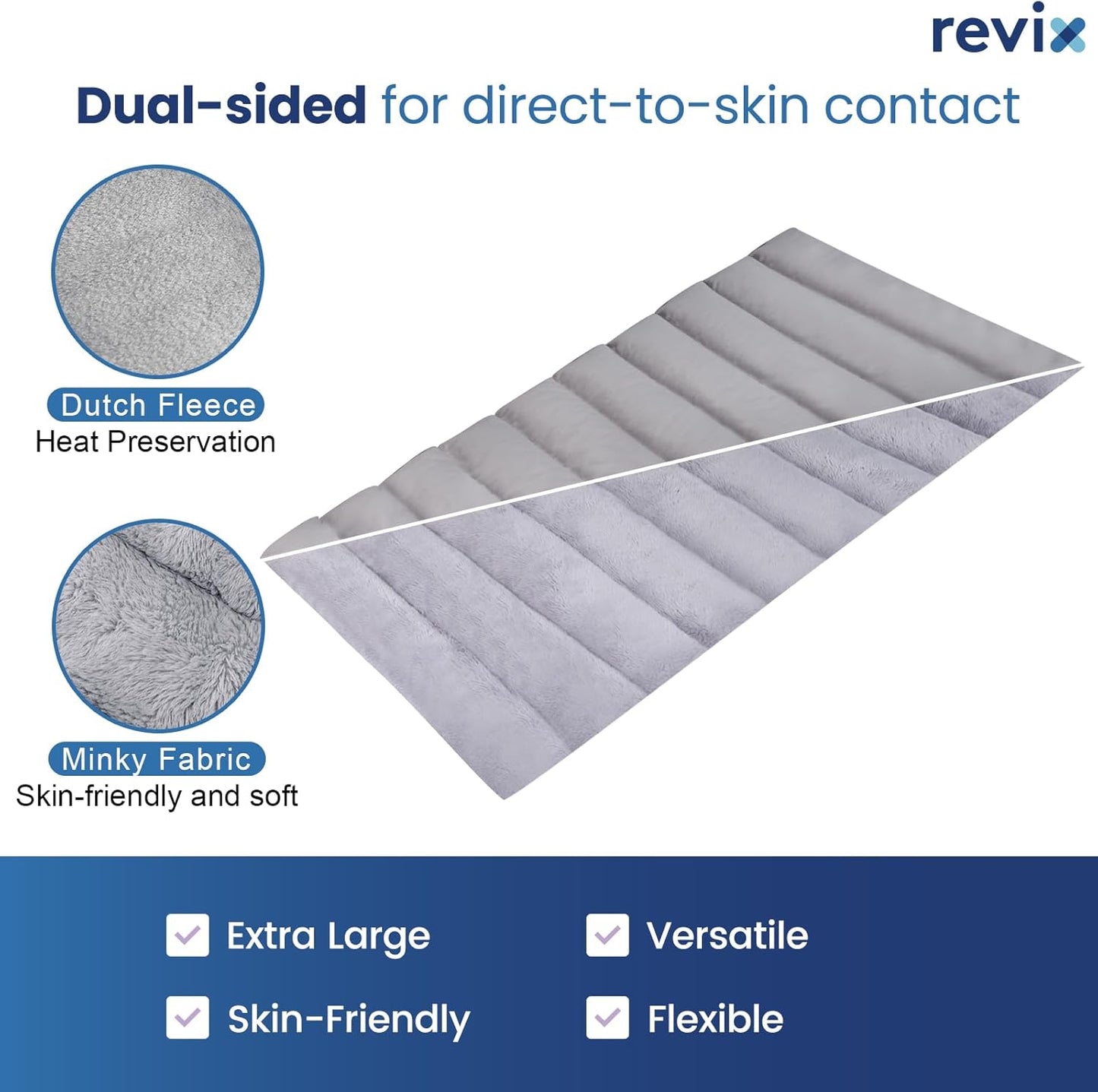 REVIX Extra Large Heating Pad Microwavable for Back with Moist Heat, Microwave Heated Wrap for Full Back, Neck Shoulder and Muscles, Rose Velvet XXL Rice Bean Bag