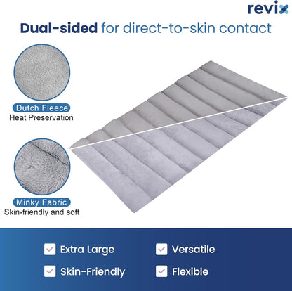 REVIX Extra Large Heating Pad Microwavable for Back with Moist Heat, Microwave Heated Wrap for Full Back, Neck Shoulder and Muscles, Rose Velvet XXL Rice Bean Bag
