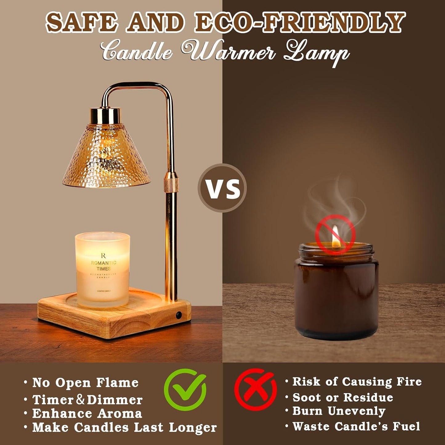 Modern Candle Warmer Lamp with Timer, Dimmable Candle Lamp Warmer, Mothers Day Birthday Gifts for Women Men, Black Candle Warmer, Adjustable Candle Light Warmer, Cozy Living Room Bedroom Home Decor
