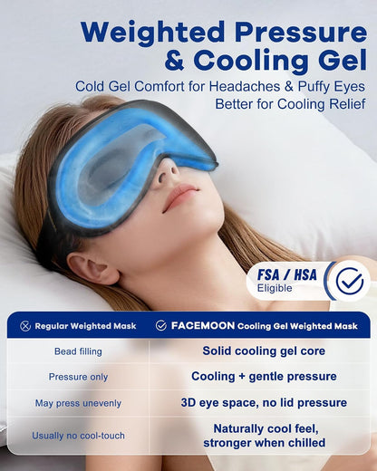 3D Cooling Gel Weighted Eye Mask for Sleeping, 100% Blackout Sleep Mask
