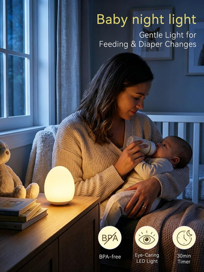 Night Light for Kids,Egg Night Light for Baby Nursery, 3-Level Dimming &30-Min Timer Portable Nursery Night Lamp forBaby Nursery & Kids Bedroom,BPA Free, Eye Caring, Soft
