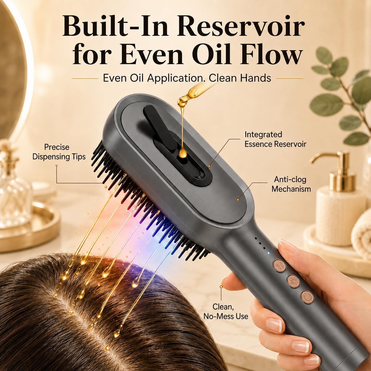 Dayln Electric Scalp Massager Hair Oil Applicator, Cordless Vibration Head Massager, Red Light Hair Brush, Deep Clean Comb for Home & Travel Silver