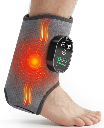 Foot Massager for Neuropathy, Cordless Ankle Massager for Circulation and Pain Relief, Rechargeable Foot and Ankles Heating Pad with Massage, Heated Ankle Brace Gifts for Women and Men Black